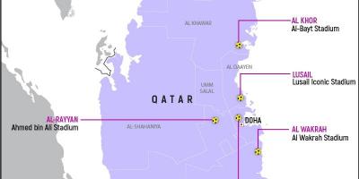 Katar WM-Stadien map - Karte von Katar WM-Stadien (West-Asien - Asia)