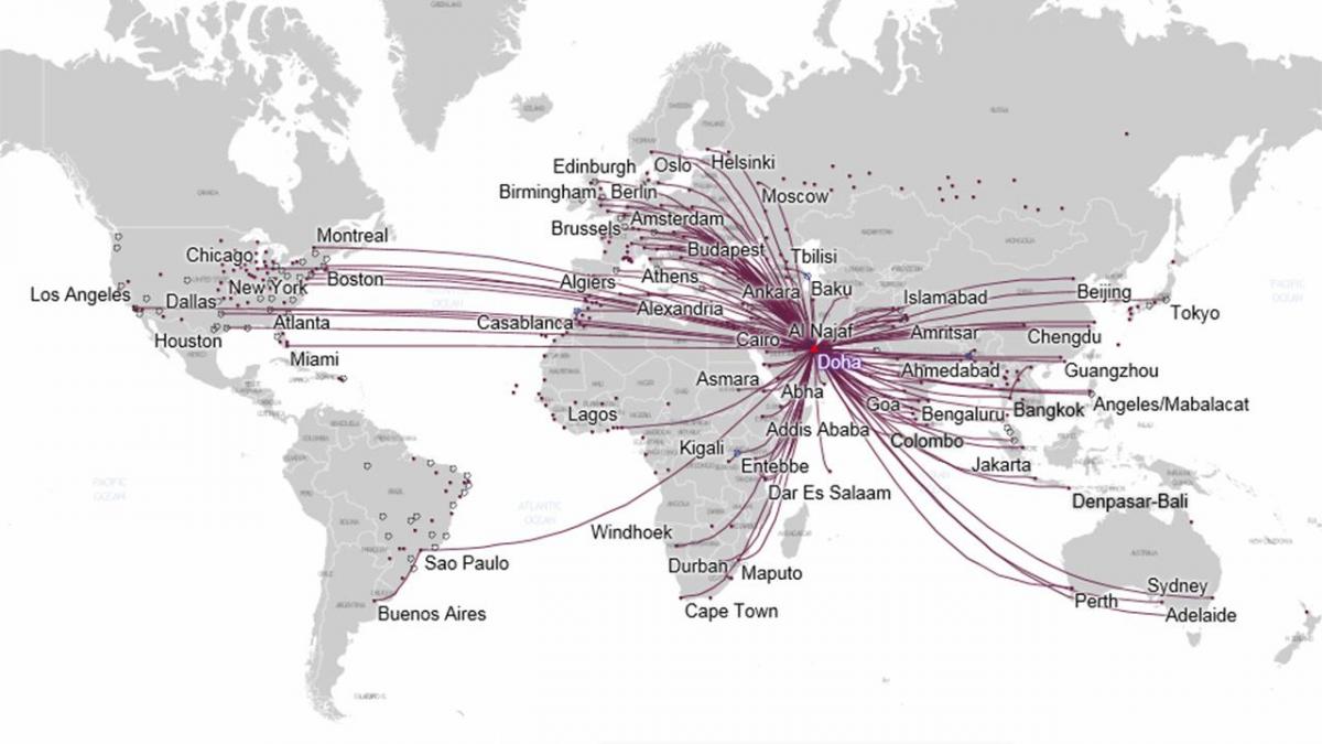qatar airways Karte route