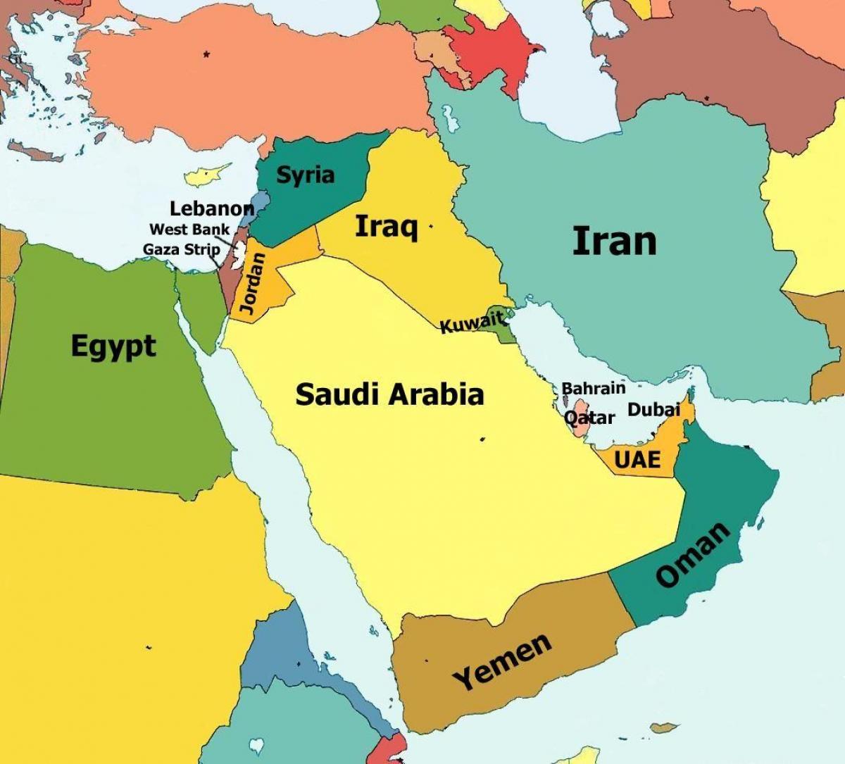 Karte von qatar und den umliegenden Ländern