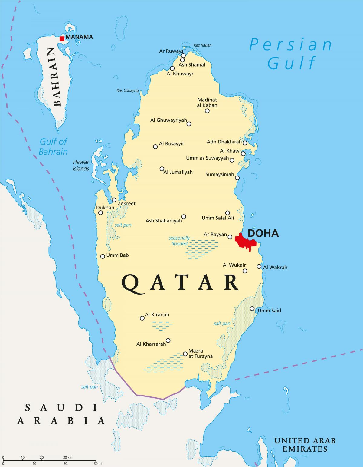Katar Karte mit Städten