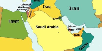 Karte von qatar und den umliegenden Ländern